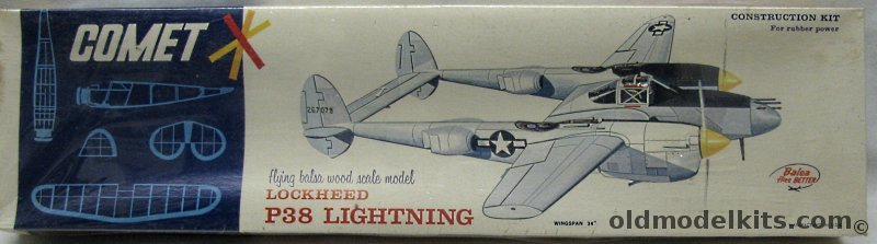 Comet P-38 Lightning - 34 inch Wingspan Flying Wooden Aircraft Model, 3504-298 plastic model kit